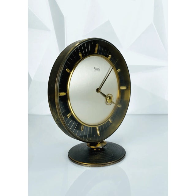 Mid-Century Modern Superia Table Clock in Brass from Kienzle, 1950s For Sale - Image 3 of 8