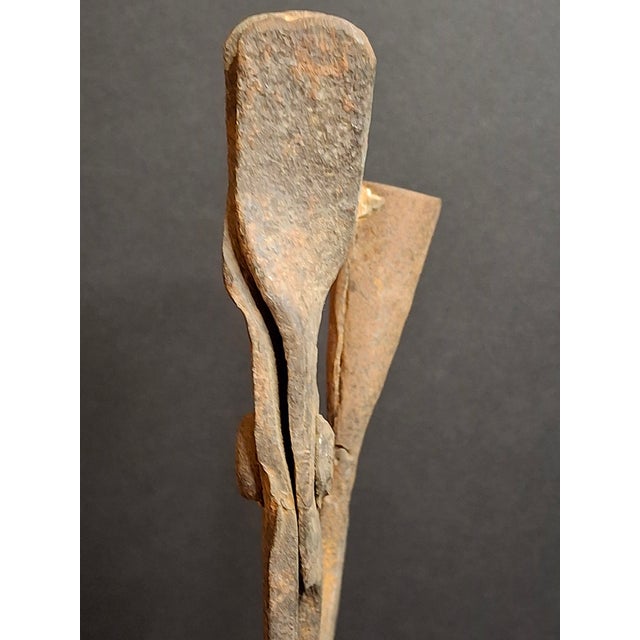 Antique Wrought Iron Rushlight Holder Candle Socket Wood Base Richard Morgan For Sale - Image 12 of 17