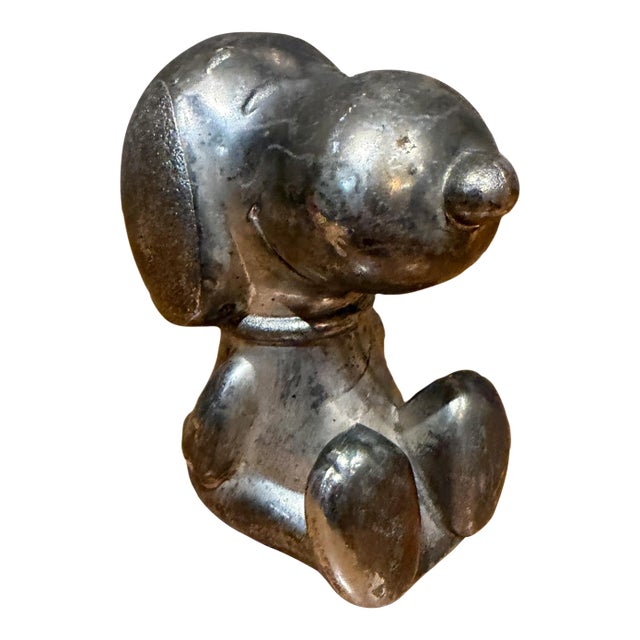 Vintage Silver-Plated Snoopy Peanuts Money Box Can Bank Leonard For Sale