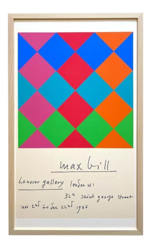 Max Bill Vintage 1966 Signed Silkscreen Print Framed Mid Century Modernist Exhibition Poster