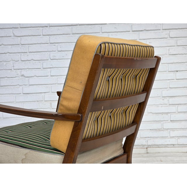 Danish Armchair in Furniture Wool and Beech Wood, 1960s For Sale - Image 18 of 18