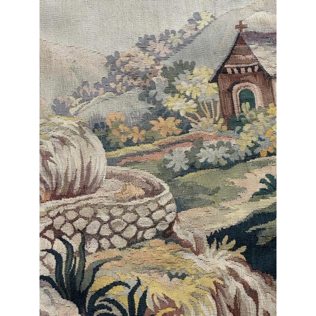 Mid-Century Modern French Handwoven The Village Tapestry from Aubusson, 1920s For Sale - Image 12 of 18