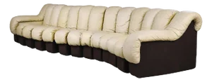 DS-600 Snake Sectional Sofa in Cream Leather attributed to Ueli Berger for de Sede, 1970s, Set of 13