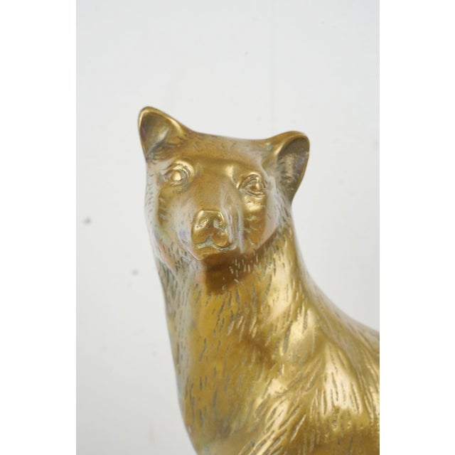Traditional Vintage 12.875 In. Brass Bear Statue For Sale - Image 3 of 7