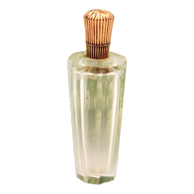 Glass Perfume Bottle with Gold Lid For Sale