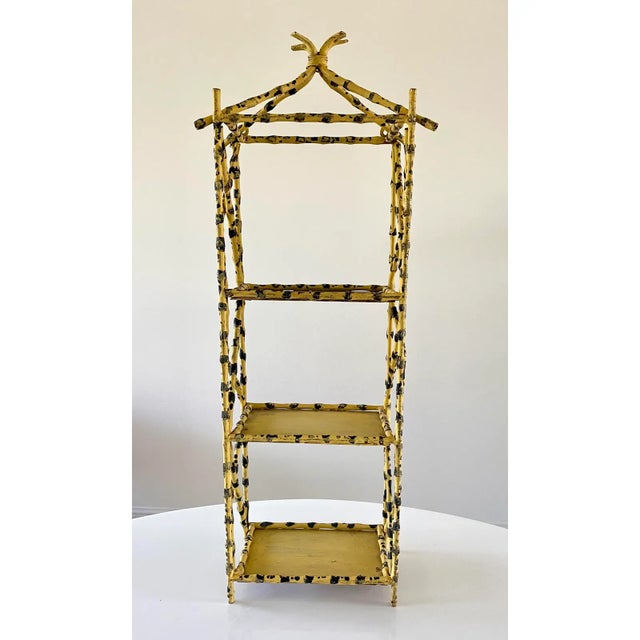 Mid 20th Century Italian Faux Bamboo Leopard Tole Etagere For Sale - Image 5 of 10