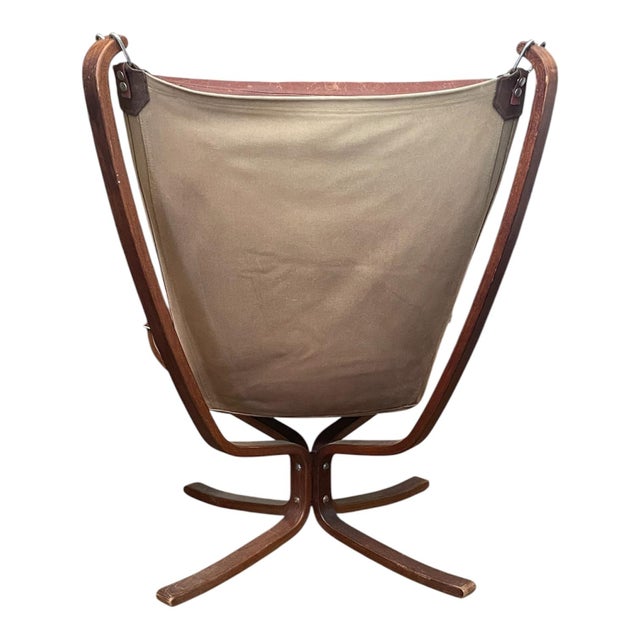 Wood Falcon Chair & Ottoman by Sigurd Ressell 1970s Brown Leather Bentwood Frame For Sale - Image 7 of 11