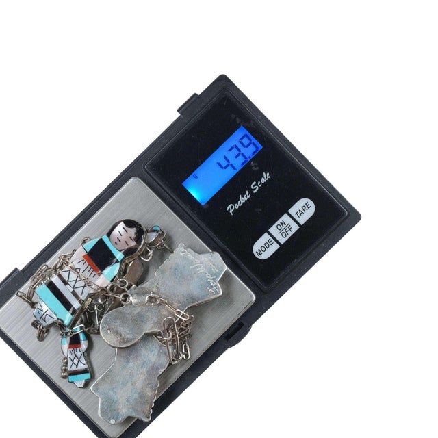 Silver Waseta Zuni Sterling inlay necklace and earrings set, 3 Pieces For Sale - Image 8 of 8