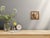 Figurative Spectator by Dana Hawk | Oil and copper leaf panel Squirrel with hummingbirds in a natural setting For Sale - Image 3 of 5