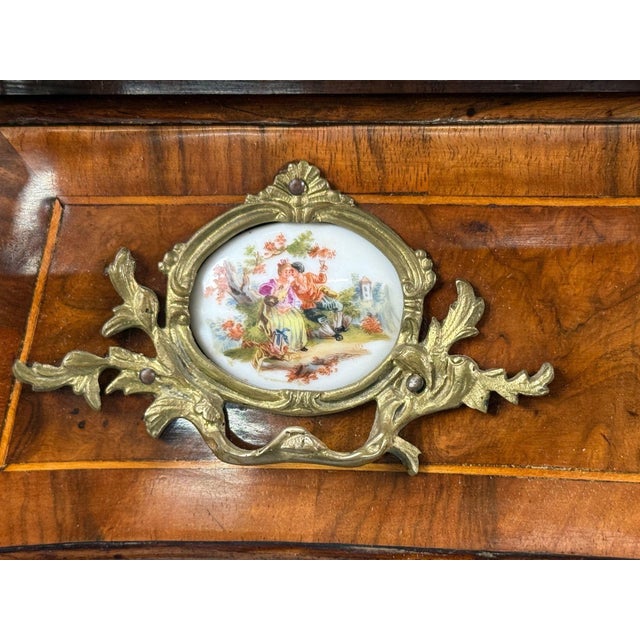 Louis XV Style, Small Bombay Chest, Walnut, Porcelain, Bronze, Austria, 19th C. For Sale - Image 10 of 15