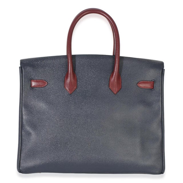 Vintage Rouge H Bleu Marine Courchevel Birkin 35 GHW For Sale - Image 4 of 9