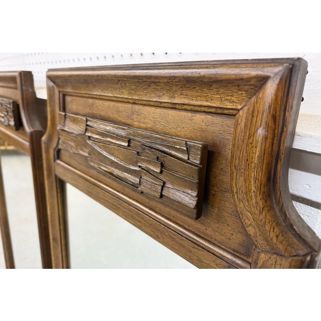 Mid-Century Modern Brutalist Walnut Mirrors - Set of 2 For Sale - Image 4 of 5
