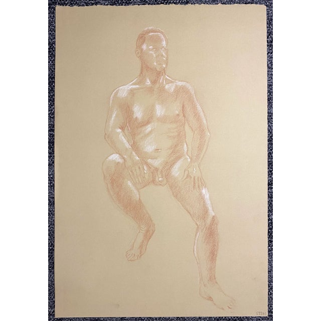 Male Nude from the estate of Florida artist Dr. Ronald Frank Yrabedra (1944-2022). Yrabedra earned his B.A. and M.A. from...