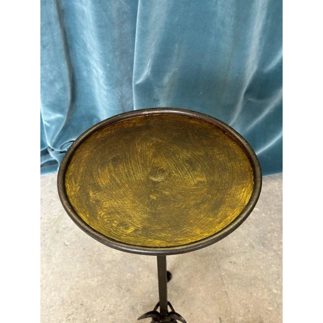 Handcrafted Spanish Iron Martini Table With Antique Gilt Top and Forged Tripod Base For Sale - Image 12 of 12