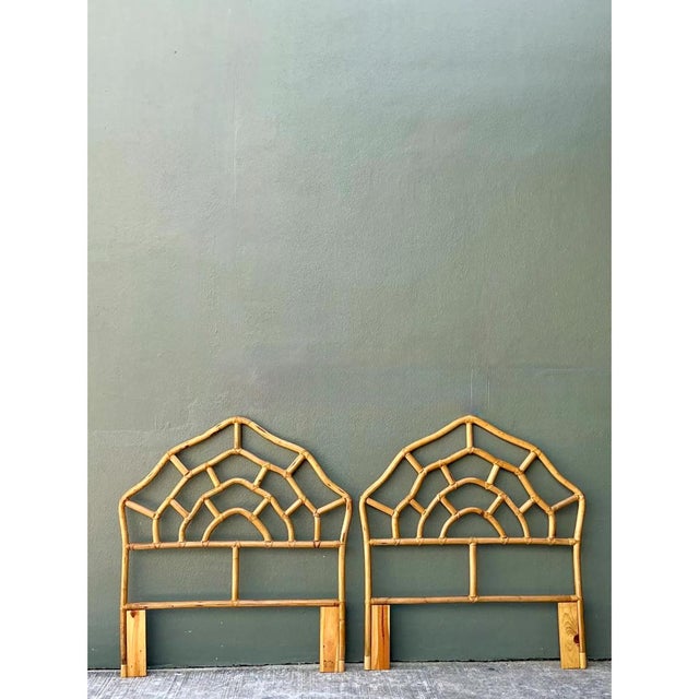 Vintage Rattan Web Twin Headboards - Pair For Sale - Image 9 of 12