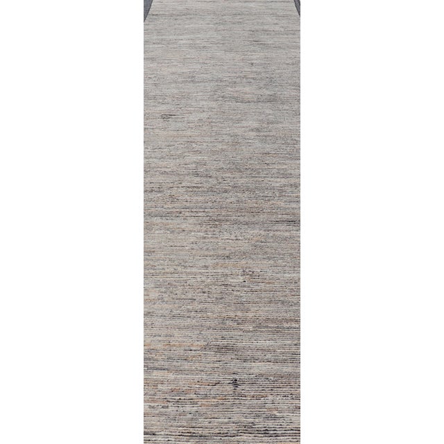 Early 21st Century Modern Moroccan Style Tribal Long Runner in Shades of Gray All-Over Design For Sale - Image 5 of 10