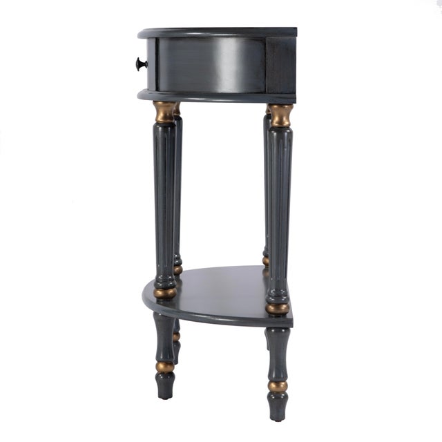 Mozart 31.5 in. W Demilune Wood Hand Painted 1 Drawer Console Table with Lower Open Shelf, Royal Pastel Blue For Sale In Chicago - Image 6 of 9