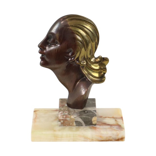 Bronze Art Deco Sculpture of a Woman on Marble, 1930s For Sale - Image 9 of 16