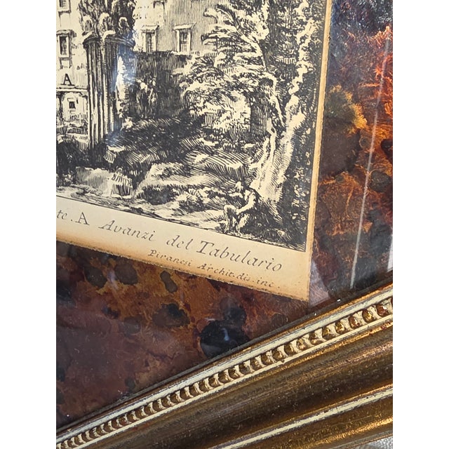 1960s Vintage Faux Tortoiseshell Matted Piranesi Print For Sale - Image 5 of 5
