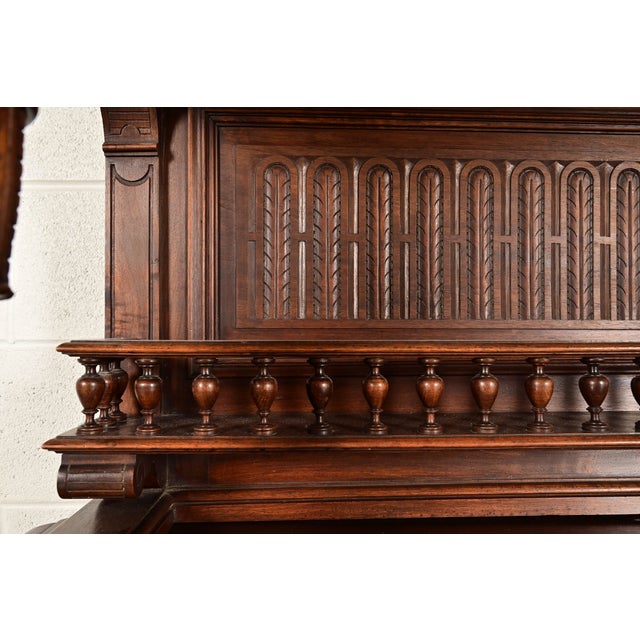 Brown Alexander Roux Style Antique French Renaissance Revival Carved Walnut Sideboard or Bar Cabinet, Circa 1890s For Sale - Image 8 of 13