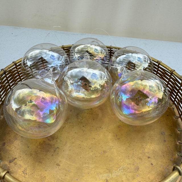 Mid-Century Modern Hand Blown Silvestri Iridescent Glass Ornaments- Set of 6 For Sale - Image 3 of 10