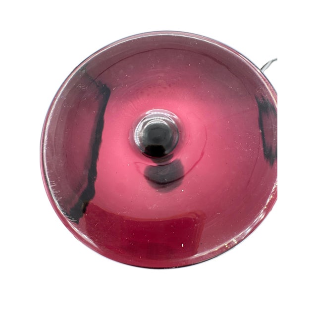 Mid-Century Italian Empoli-Style Amethyst Optic Footed Art Glass Vase For Sale - Image 9 of 9