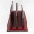 Red Art Deco Hand-Stitched Red Leather Desk Office Set Letter and Pen Holders For Sale - Image 8 of 13