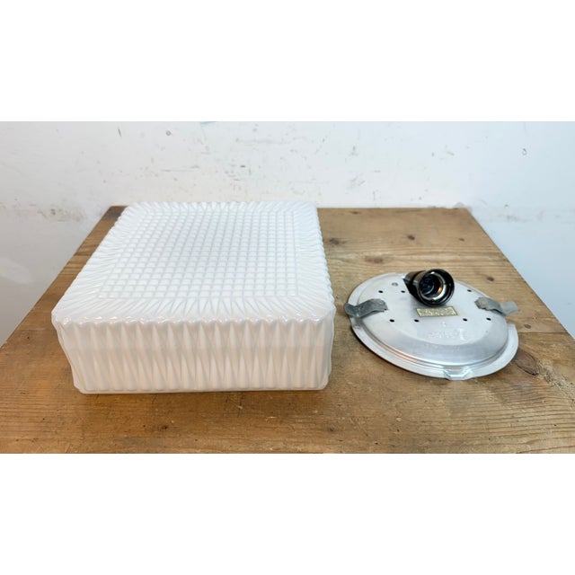 White Vintage Milk Glass Wall or Ceiling Light, 1970s For Sale - Image 8 of 14