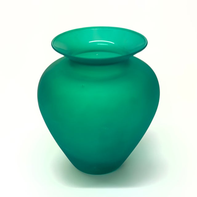 Vintage Mixed Greens Frosted Glass Vessel Curation - Group of 5 For Sale In Miami - Image 6 of 15