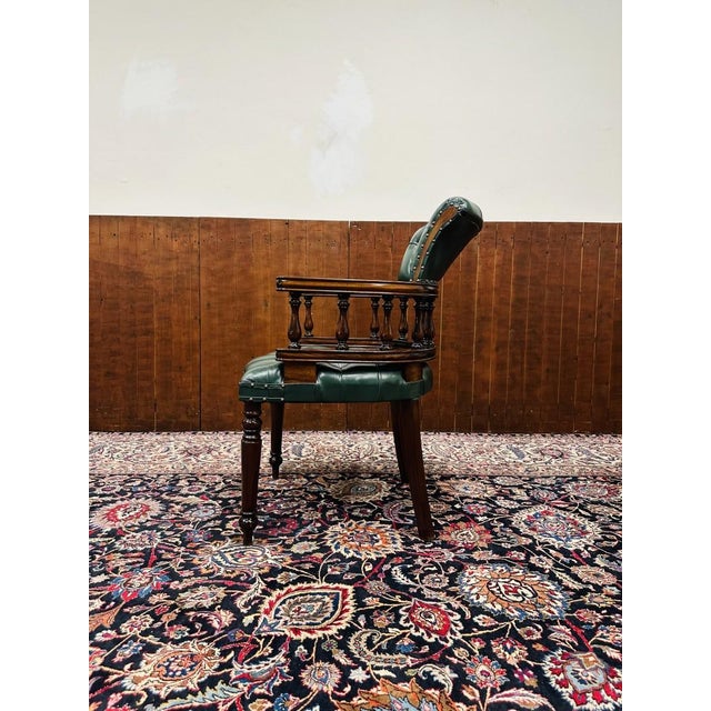 English Chesterfield Captain's Chair For Sale - Image 3 of 8