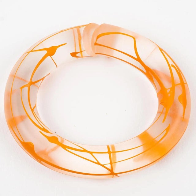 Orange Marlene McKibbin Acrylic Lucite Bracelet Bangle For Sale - Image 8 of 10