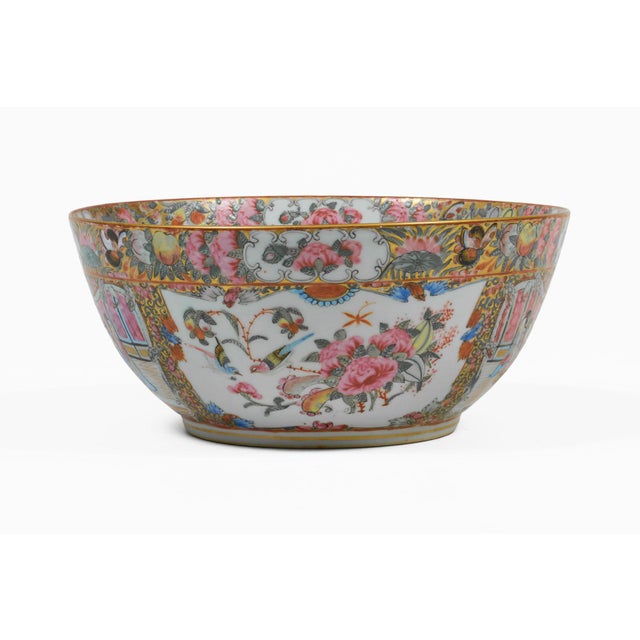 Chinese 19th Century Chinese Export Rose Medallion Punch Bowl For Sale - Image 3 of 11