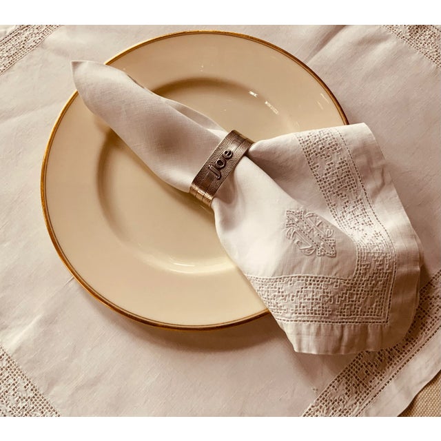 Exquisite Set of Eight French Linen Napkins,c.1930 For Sale - Image 6 of 11