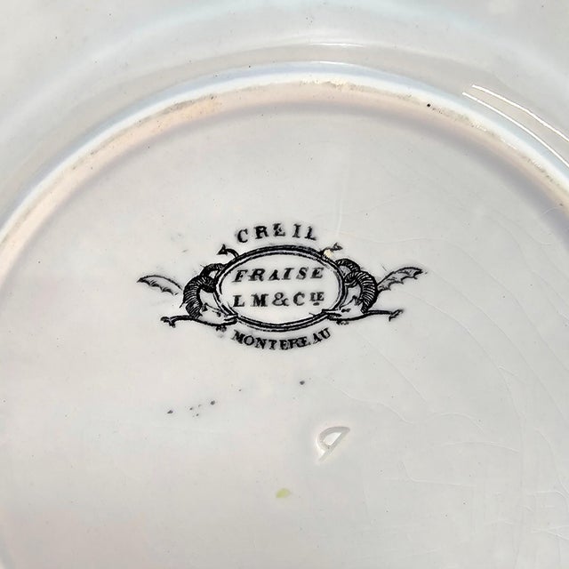 1850s Lebeuf Milliet Creil Et Montereau “Fraise” George Sand Dessert Plates - Set of 10 For Sale - Image 12 of 17