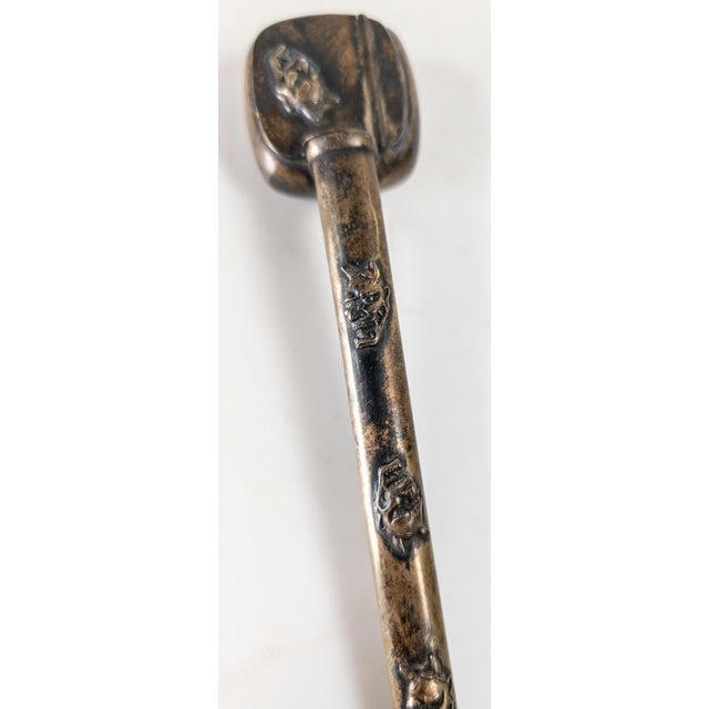 19th Century Japanese Meiji Silver Yatate Writing Set With Oni Masks For Sale - Image 11 of 14