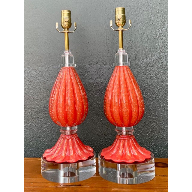 Vintage Italian Murano Glass Lamps - Set of 2 For Sale In West Palm - Image 6 of 15