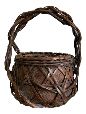 Japanese Wagumi Handled Bamboo Basket Ikebana