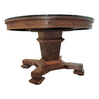 Vintage Oak Round Pedestal Dining Table With Splayed Feet For Sale