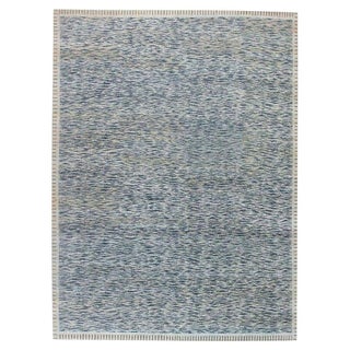 Modern Swedish Design Blue Handmade Wool Pile Rug by Doris Leslie Blau For Sale