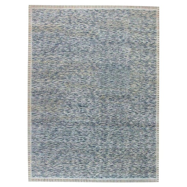 Modern Swedish Design Blue Handmade Wool Pile Rug by Doris Leslie Blau For Sale