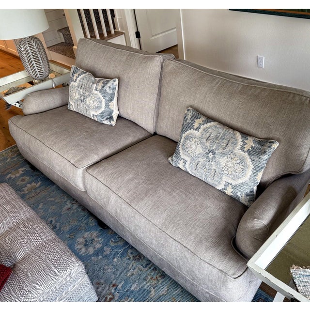 2020s Lee Industries 2452 English Roll-Arm Sofa in Sandstone — Bench-Made For Sale - Image 5 of 8