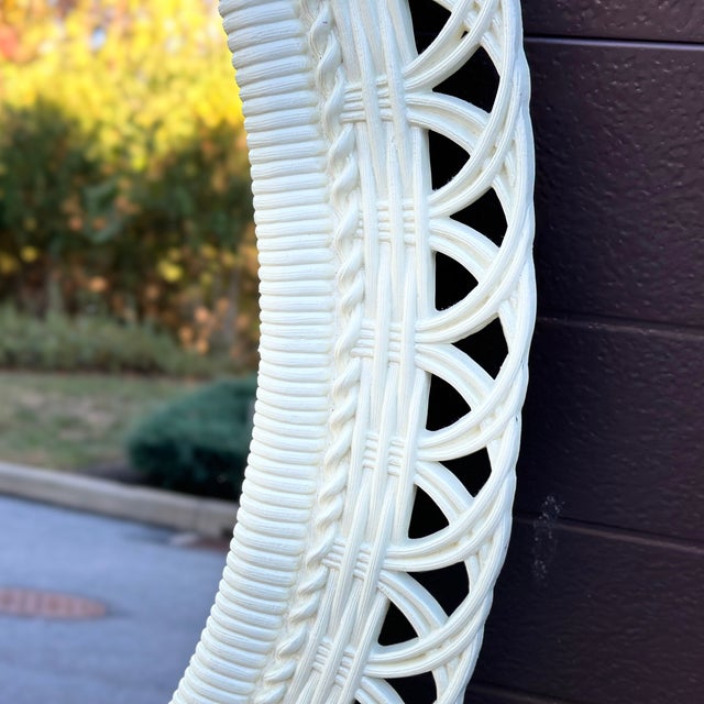 Late 20th Century Vintage Burwood Faux Bamboo Rattan Oval Decorative Wall Mirror For Sale - Image 5 of 8