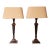 Vintage French Traditional Neoclassical Tablelamps Cast Iron Bronze With Beige Linen Shade - A Pair For Sale