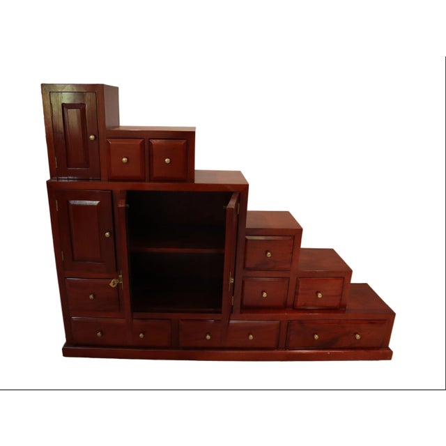 Japanese Kaidan Tansu Step Chest With Brass Hardware For Sale - Image 3 of 8
