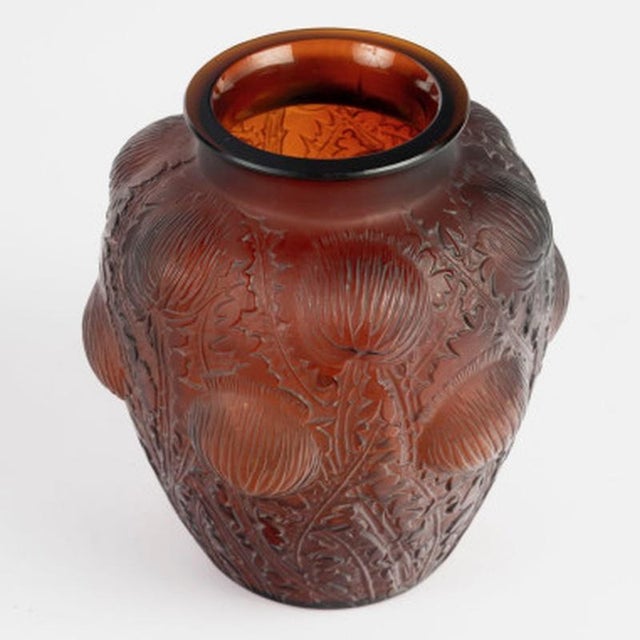 Vintage Domrémy Vase in Tinted Amber Red by René Lalique, 1926 For Sale - Image 3 of 8