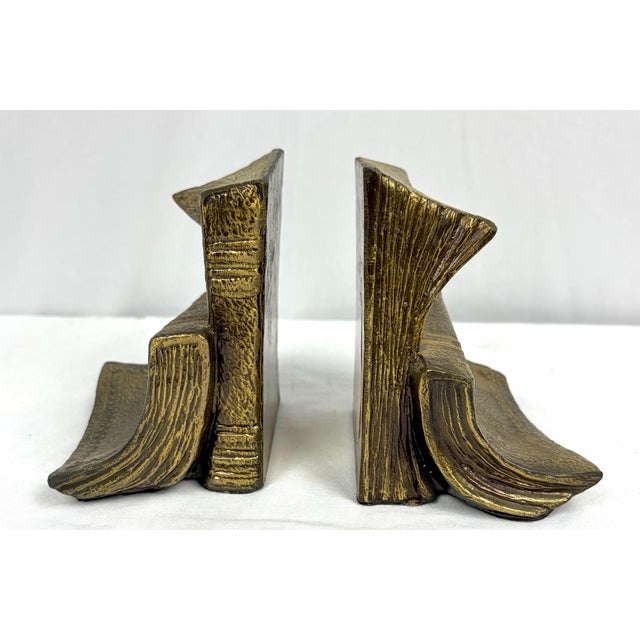 Mid-Century Modern Pair of Mid 20th Century Solid Brass Book Form Bookends | ArtBrass Co. For Sale - Image 3 of 10