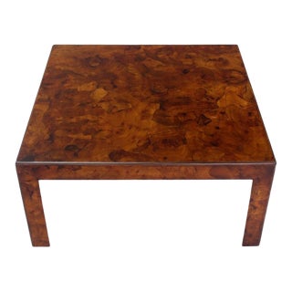 Mid-Century Modern Burl Patch Work Square Coffee Table For Sale