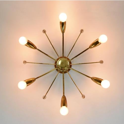 Modernist Brass Sun-Shaped Flush Mount Attributed to J. T. Kalmar for Kalmar, Austria, 1950s For Sale - Image 6 of 7