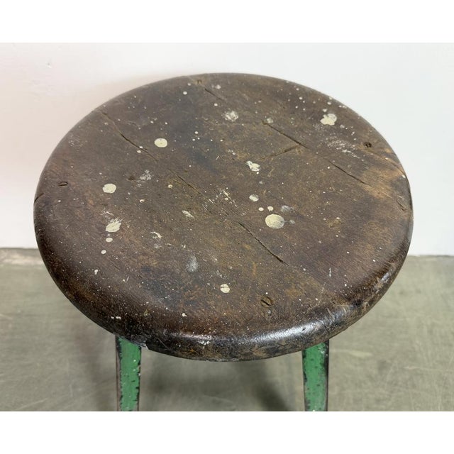 Industrial Green Workshop Stool, 1960s For Sale - Image 15 of 16