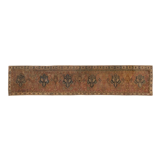 Authentic 17th Century Narrow Cairene Dusty Rose Handmade Wool Runner For Sale